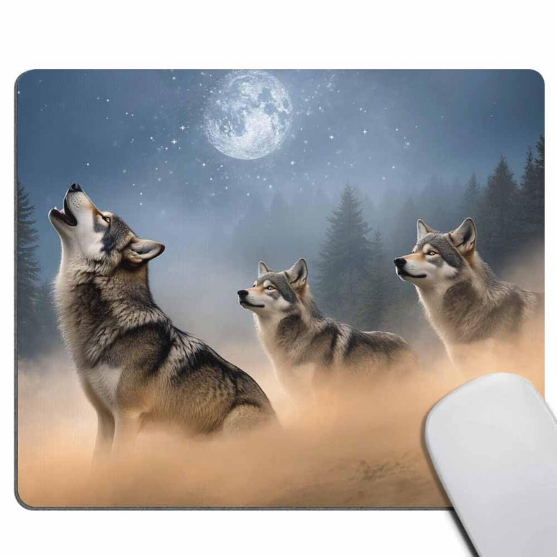 Smooffly Gaming Mouse Pad Custom,The Wolf and The Moon Mousepad Non-Slip Rubber Gaming Mouse Pad Rectangle Mouse Pads for Computers Laptop - Image 1